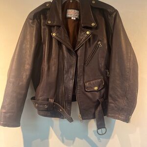Helston’s Men's Brown Double Rider Leather Biker Jacket